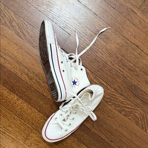 Converse White High-Top Sneakers with Red Accents